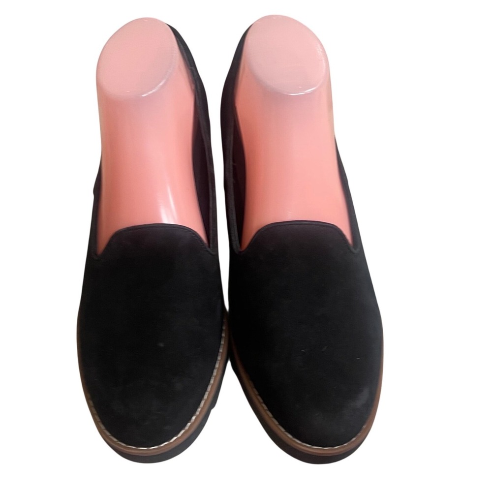 Vionic Willa Wedge Black Suede Water Repellent Loafers Womens 9.5 shoes casual